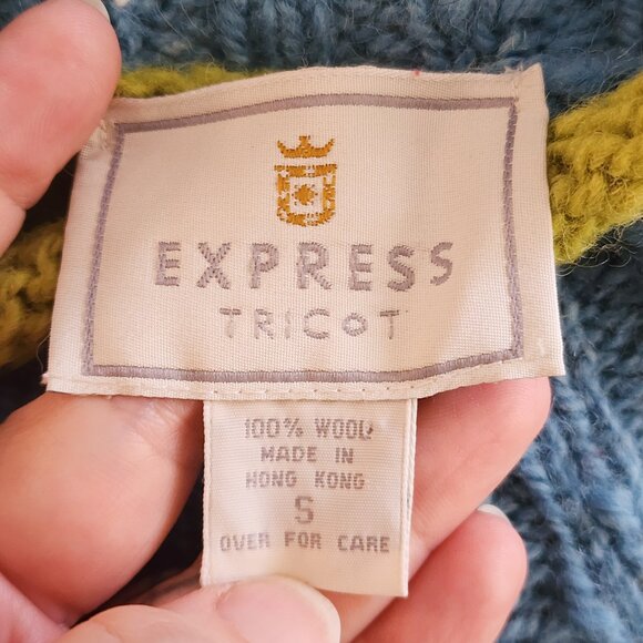 Vtg 90s Express Tricot Womens Oversized S 100% Wool Snowflake Apres Ski Sweater - Picture 6 of 8